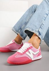 Różowe Sneakersy Klasyczne Tenisówki Istia. Czerwone obuwie sportowe damskie Renee, z jeansu, bez zapięcia, tenisowe. Za 79.99 zł.