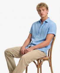 Superdry Koszula Riviera z krótkim rękawem, len – Sky Blue Chambray. Niebieskie koszule damskie Superdry, na lato, l, bez wzorów, ze lnu, bez kołnierzyka, bez ramiączek. Za 289.20 zł.