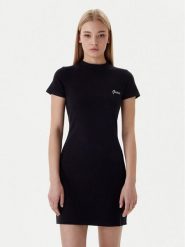 Guess Sukienka codzienna V6RK06 K8RT2 Czarny Slim Fit. Czarne sukienki damskie Guess, z aplikacjami, z wiskozy, bez ramiączek. Za 299.99 zł.