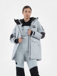 4F Kurtka snowboardowa membrana 15 000 damska XL. Szare kurtki damskie 4F, na zimę, l, bez wzorów, bez kaptura. Za 799.99 zł.