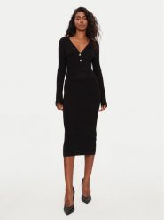 Morgan Sukienka dzianinowa 242-RMBROOK Czarny Slim Fit. Czarne sukienki damskie Morgan, bez wzorów, z dzianiny, bez ramiączek. Za 229.99 zł.