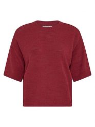 MOSS COPENHAGEN Sweter w kolorze bordowym rozmiar: S/M. Czerwone swetry klasyczne damskie Moss Copenhagen, m, z bawełny, bez kołnierzyka. Za 179.95 zł.