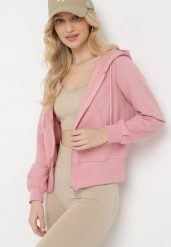 Różowa Bluza z Kapturem Zapinana na Zamek Błyskawiczny Etarvia. Czerwone bluzy damskie Born2be, na lato, l, bez wzorów, z kapturem. Za 34.99 zł.