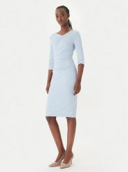 Rinascimento Sukienka koktajlowa CFC0127699003 Błękitny Slim Fit. Niebieskie sukienki damskie Rinascimento, bez wzorów, z syntetyku, wizytowe, bez ramiączek. Za 609.99 zł.