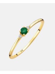 Revoni Złoty pierścionek z diamentami i szmaragdem rozmiar: 52. Zielone pierścionki damskie Revoni, z diamentem, złote. Za 913.99 zł.