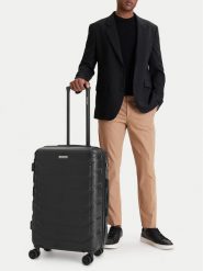 GINO ROSSI Walizka średnia CEO-GIN-M-001-05-BLACK2 Czarny. Czarne walizki Gino Rossi, bez wzorów, z tworzywa sztucznego, średnie. Za 279.99 zł.