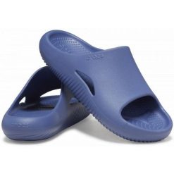 Klapki Crocs Mellow recovery Slide 208392-402 niebieskie. Niebieskie klapki damskie bez wzorów, bez obcasa, bez zapięcia. Za 345.55 zł.