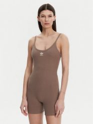 Adidas Kombinezon Essentials JD1463 Beżowy Slim Fit. Brązowe sukienki damskie Adidas, bez wzorów, z bawełny, bez ramiączek. Za 129.99 zł.