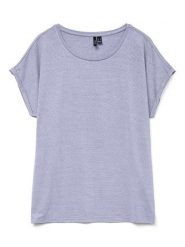 Vero Moda Koszulka w kolorze fioletowym rozmiar: L. Różowe bluzki damskie Vero Moda, l, bez wzorów, z wiskozy, klasyczne, bez kołnierzyka, bez ramiączek. Za 65.85 zł.
