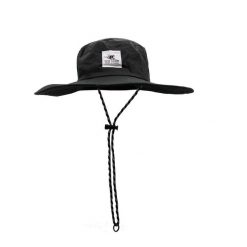 Kapelusz - nylonowy - z długim rondem / dla dorosłych /uniwersalny (czarny). Czarne kapelusze damskie SURF MONKEY, bez wzorów, z bawełny. Za 179.95 zł.