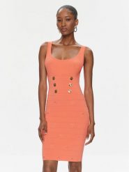 Pinko Sukienka dzianinowa Cactus 102879 A1LK Koralowy Slim Fit. Pomarańczowe sukienki damskie Pinko, bez wzorów, z dzianiny, bez ramiączek. Za 1,739.00 zł.