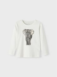 NAME IT Bluzka 13212860 Biały Regular Fit. Białe t-shirty i koszulki chłopięce Name it, bez wzorów, z lyocellu, bez kołnierzyka, bez ramiączek. Za 39.99 zł.