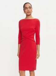 Calvin Klein Sukienka koktajlowa K20K207470 Czerwony Slim Fit. Czerwone sukienki damskie Calvin Klein, bez wzorów, z syntetyku, wizytowe, bez ramiączek. Za 849.99 zł.