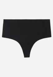 Czarne Majtki Stringi High Waist o Bezszwowym Wykończeniu Oreasa. Czarne stringi Renee, bez wzorów. Za 39.99 zł.