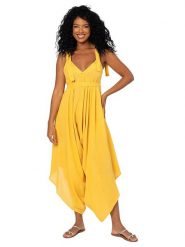 Aller Simplement Kombinezon w kolorze żółtym rozmiar: 34-40. Żółte kombinezony damskie Aller Simplement, bez wzorów, z bawełny, bez kołnierzyka, bez ramiączek. Za 100.99 zł.