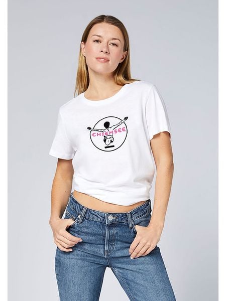 Chiemsee Koszulka w kolorze kremowym rozmiar: S. Brązowe koszulki damskie Chiemsee, s, bez wzorów, z bawełny, bez kołnierzyka, bez ramiączek. Za 56.79 zł.