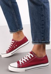 Bordowe Trampki z Ekoskóry Lakelets. Czerwone trampki damskie Renee, bez wzorów, z gumy, przed kostkę, bez zapięcia. Za 54.99 zł.