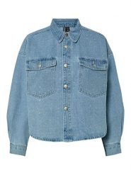 Pieces Koszula dżinsowa "Tamra" w kolorze błękitnym rozmiar: XL. Niebieskie koszule damskie Pieces, xl, bez wzorów, z bawełny, bez kołnierzyka, bez ramiączek. Za 149.31 zł.
