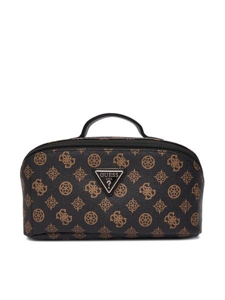 Guess Kosmetyczka Wilder Travel TWHP74 52067 Brązowy. Brązowe kosmetyczki damskie Guess, z aplikacjami, ze skóry. Za 199.99 zł.