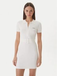 Guess Sukienka dzianinowa V6RK08 Z4642 Biały Slim Fit. Białe sukienki damskie Guess, z aplikacjami, z dzianiny, bez ramiączek. Za 499.99 zł.