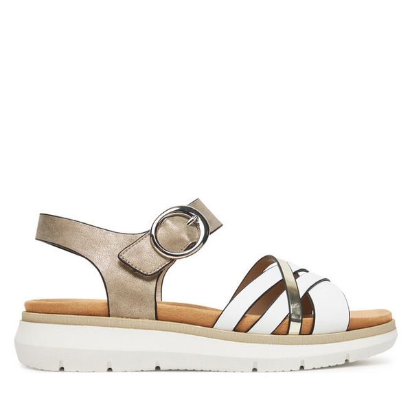 Sandały Remonte. Białe sandały damskie Remonte, bez wzorów, bez obcasa, na płaskiej podeszwie, bez zapięcia. Za 287.99 zł.