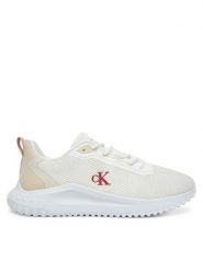 Calvin Klein Jeans Sneakersy Eva Runner L-Up Mix Mesh Logo Ck YW0YW01851 Biały. Białe obuwie sportowe damskie Calvin Klein Jeans, z jeansu, bez zapięcia. Za 269.99 zł.