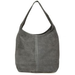 Worek A4 skórzany szary U35. Szare torebki klasyczne damskie z materiału, na ramię, duże, zamszowe, bez dodatków. Za 159.99 zł.