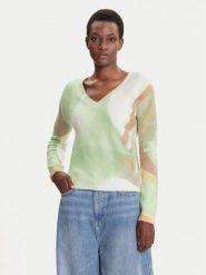 Desigual Sweter Oulu 25WWJF13 Zielony Regular Fit. Zielone swetry klasyczne damskie Desigual, l, z syntetyku, bez kołnierzyka. Za 369.99 zł.