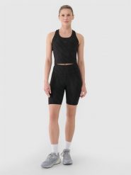 4F Legginsy kolarki treningowe damskie - czarne XL. Czarne legginsy damskie 4F, s, bez wzorów, z dzianiny. W wyprzedaży za 99.99 zł.