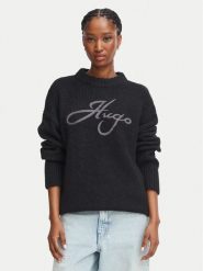 HUGO Sweter 50569398 Czarny Relaxed Fit. Czarne swetry klasyczne damskie Hugo, xl, z wełny, bez kołnierzyka. Za 764.99 zł.