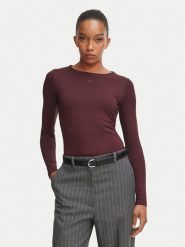 HUGO Bluzka Dasiia 50545208 Bordowy Slim Fit. Czerwone bluzki damskie Hugo, m, bez wzorów, z syntetyku, bez kołnierzyka, bez ramiączek. Za 399.99 zł.