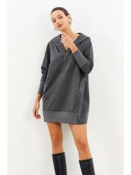 LA Angels Sukienka dresowa w kolorze antracytowym rozmiar: L. Czarne sukienki damskie LA Angels, bez wzorów, z dresówki, bez ramiączek. Za 122.67 zł.