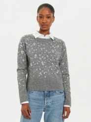 OUI Sweter 89197 1240107 Szary Relaxed Fit. Szare swetry klasyczne damskie Oui, z syntetyku, bez kołnierzyka. Za 379.99 zł.