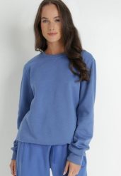 Niebieska Bluza Sotear. Niebieskie bluzy damskie Born2be, na zimę, l, bez wzorów, z dzianiny, bez kaptura. Za 34.99 zł.