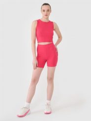 4F Legginsy krótkie dzianinowe damskie - różowe M. Czerwone legginsy damskie 4F, m, bez wzorów, z bawełny. W wyprzedaży za 39.99 zł.