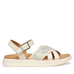 Sandały Geox. Sandały damskie Geox, bez wzorów, bez obcasa, na płaskiej podeszwie, bez zapięcia. Za 459.99 zł.