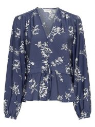 MOSS COPENHAGEN Bluzka "Andena Amabella" w kolorze granatowo-kremowym rozmiar: S. Brązowe bluzki damskie Moss Copenhagen, s, bez wzorów, bez kołnierzyka, bez ramiączek. Za 175.26 zł.