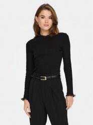 ONLY Bluzka Leslie 15277888 Czarny Regular Fit. Czarne bluzki damskie Only, xs, bez wzorów, z bawełny, bez kołnierzyka, bez ramiączek. Za 129.99 zł.