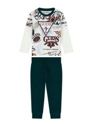 Guess Komplet bluzka i spodnie N6YG02 K4077 Zielony ciemny Regular Fit. Zielone t-shirty i koszulki chłopięce Guess, z aplikacjami, z bawełny, bez kołnierzyka, bez ramiączek. Za 214.99 zł.
