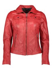 HIS Skórzana kurtka w kolorze czerwonym rozmiar: 44. Czerwone kurtki damskie HIS, bez wzorów, ze skóry, bez kaptura. Za 462.29 zł.