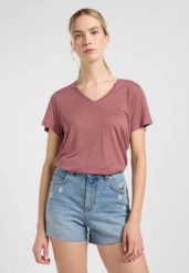 DAMSKA KOSZULKA LEE V NECK TEE HENNA 112363617. Koszulki damskie Lee, xl, bez wzorów, bez kołnierzyka, bez ramiączek. Za 79.99 zł.
