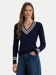 LAUREN RALPH LAUREN Sweter 200B22020002 Granatowy Relaxed Fit. Niebieskie swetry klasyczne damskie Lauren Ralph Lauren, m, z bawełny, bez kołnierzyka. Za 949.99 zł.