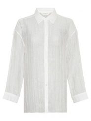 MOSS COPENHAGEN Bluzka w kolorze białym rozmiar: M/L. Białe bluzki damskie Moss Copenhagen, l, bez wzorów, bez kołnierzyka, bez ramiączek. Za 130.50 zł.