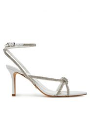 Guess Sandały FLJMRT ELE03 Biały. Białe sandały damskie Guess, z aplikacjami, ze skóry, bez obcasa, na szpilce, bez zapięcia. Za 449.99 zł.