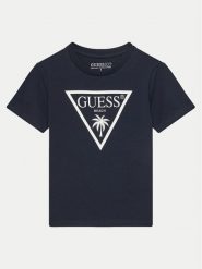 Guess T-Shirt L5GI29 J1314 Granatowy Regular Fit. Niebieskie t-shirty i koszulki chłopięce Guess, z aplikacjami, z bawełny, bez kołnierzyka, bez ramiączek. Za 69.99 zł.