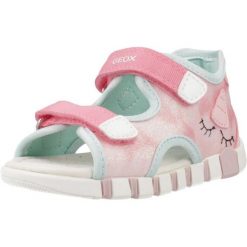 Sandały GEOX B SANDAL IUPIDOO GIR Rose. Czerwone sandały damskie Geox, bez wzorów, z tkaniny, bez obcasa, bez zapięcia. Za 190.99 zł.