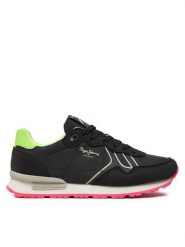 Pepe Jeans Sneakersy Brit Neon W PLS40011 Czarny. Czarne obuwie sportowe damskie Pepe Jeans, z jeansu, bez zapięcia. Za 239.99 zł.
