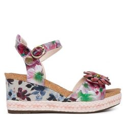 Sandały Laura Vita. Fioletowe sandały damskie LAURA VITA, bez wzorów, bez obcasa, na koturnie, bez zapięcia. Za 439.99 zł.