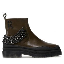 Botki Rage Age. Zielone botki damskie Rage Age, bez obcasa, na płaskiej podeszwie, bez zapięcia. Za 589.99 zł.