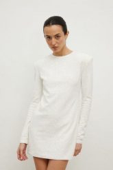 Sukienka z cekinami w kolorze CREM- CONFETTI -XS. Sukienki damskie Marsala, bez wzorów, eleganckie, bez ramiączek. Za 339.90 zł.